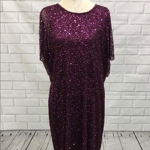 Adrianna Papell 18W Dress Purple Beaded Dress